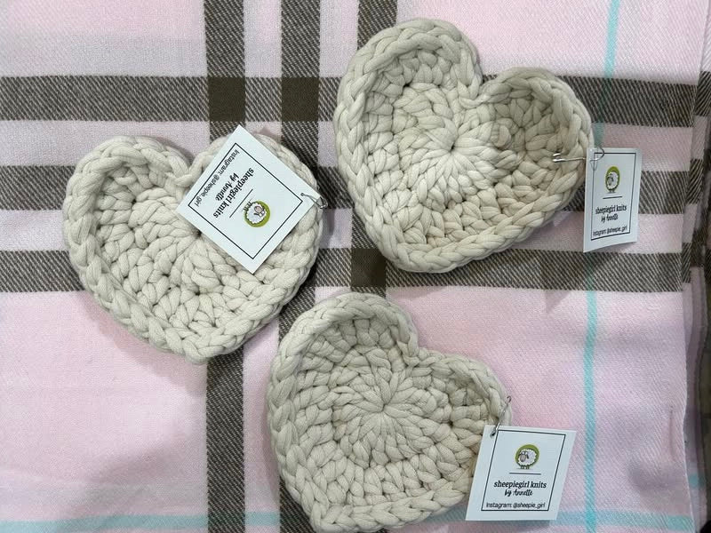 Heart Knit Coasters