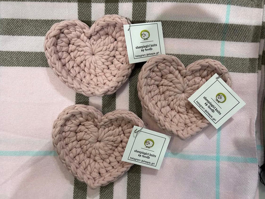 Heart Knit Coasters