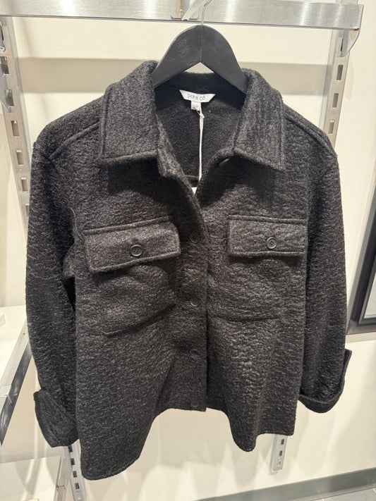 Collar Button Jacket-Black