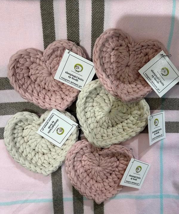 Heart Knit Coasters