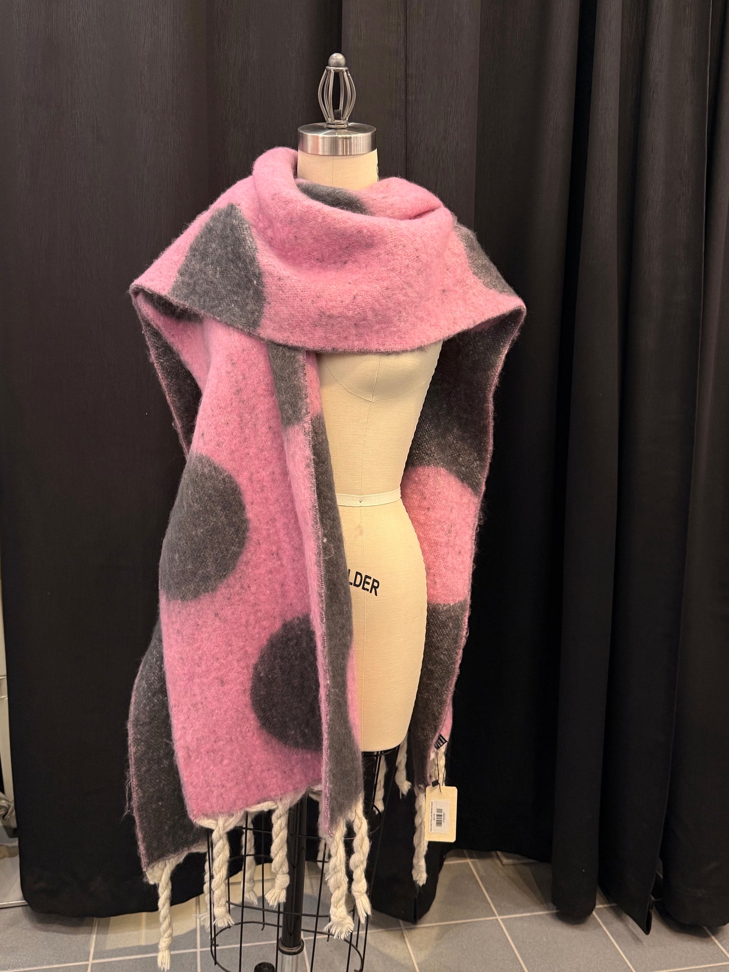 Grey with Pink Lola Blanket Scarf