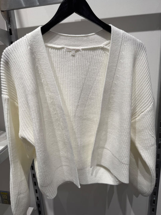 Crop Open Cardigan-White