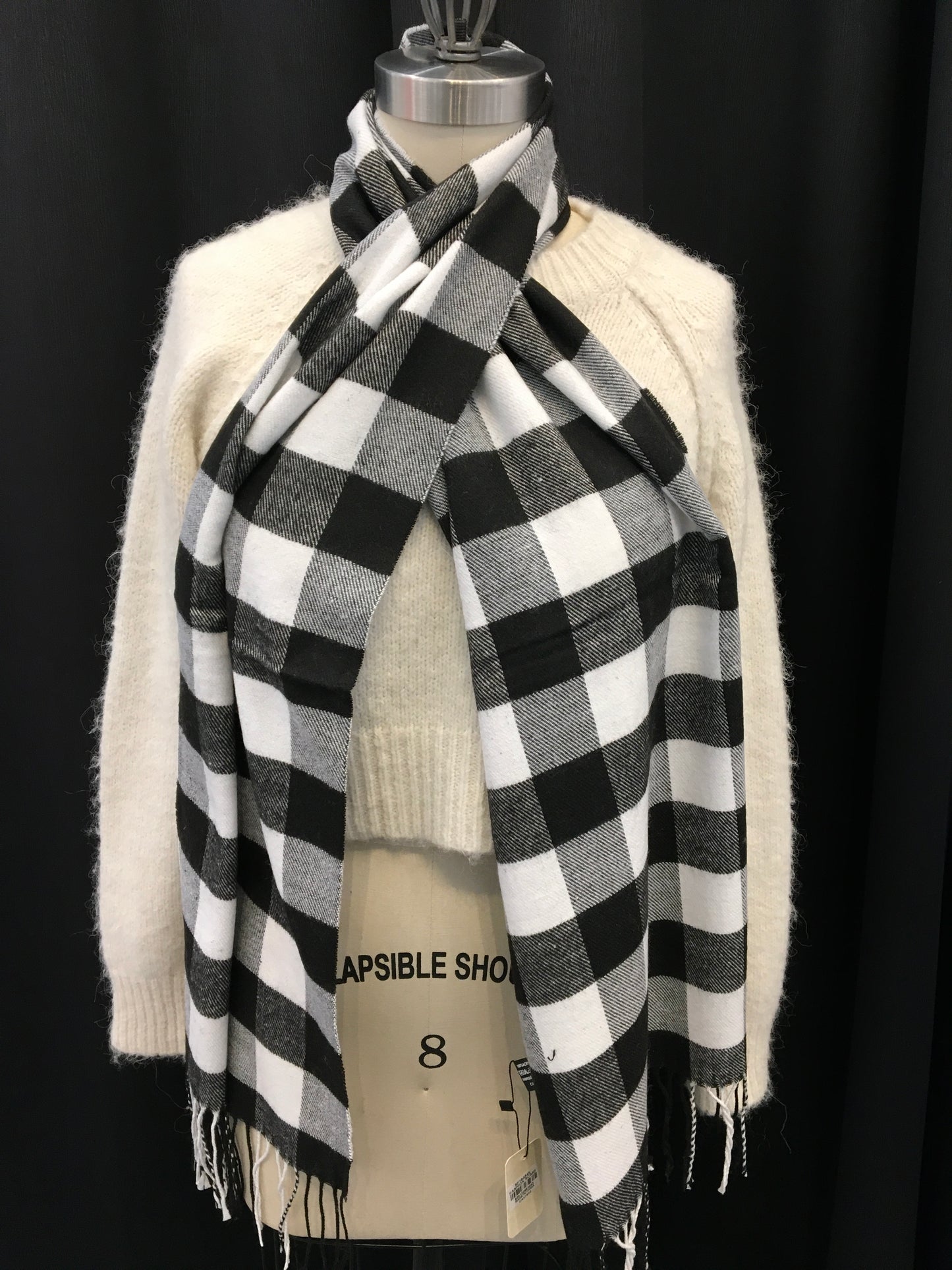 Plaid Scarf with Fringe